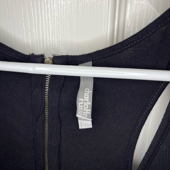 Charlotte Russe Black Sheer Polka Dot Tank Top with Gold Shimmer XS - Picture 4 of 7